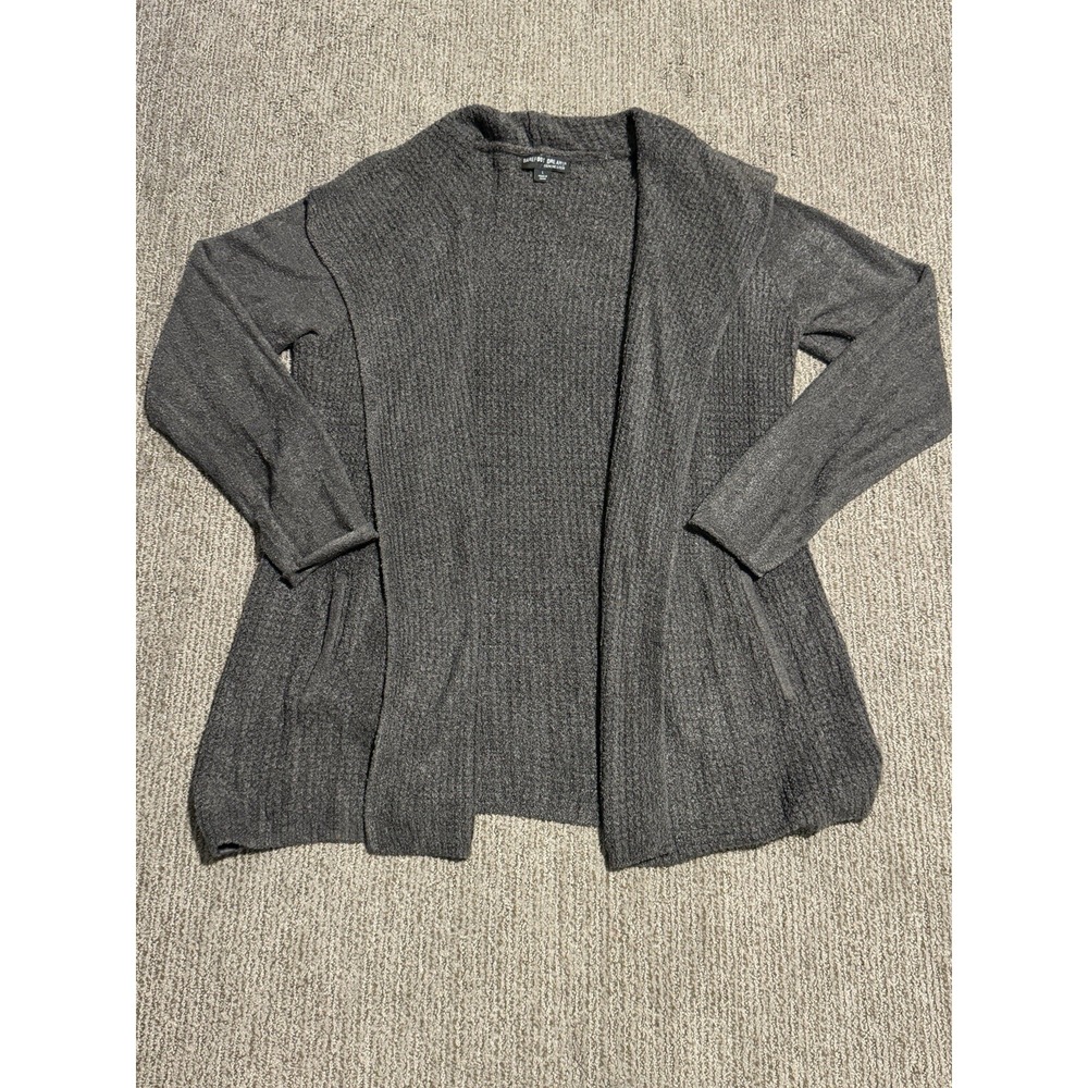Barefoot Dreams Womens L Open Front Cardigan Sweater Cozy Chic Lite Grey